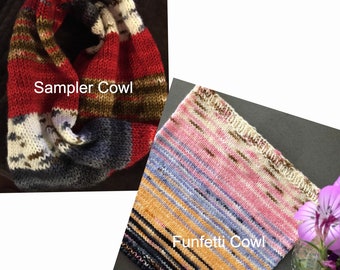 Knitting Patterns, "Sampler Cowl" & "Funfetti Cowl", Cozy Cowl Knitting Instructions | PDF Instant Download