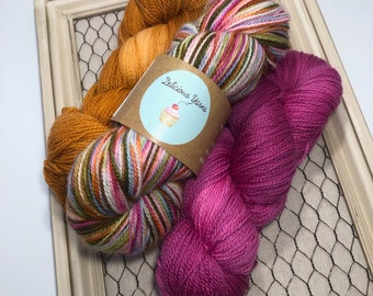 Set of 3 skeins Superwash Merino Yarn, "Rainbow Trio 1" Fingering Weight Yarn, Hand Dyed Yarn for Knit and Crochet, Multicolored Yarn