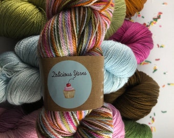 Tonal Matches for Rainbow Sprinkles Yarn, Superwash Merino Hand Dyed Yarn for Knitting and Crochet, Fingering Weight Yarn, Multicolored Yarn