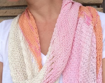 Knitting Pattern, "Layer Cake Cotton Scarf", Knitting Instructions, Summer Scarf Pattern, PDF Instant Download