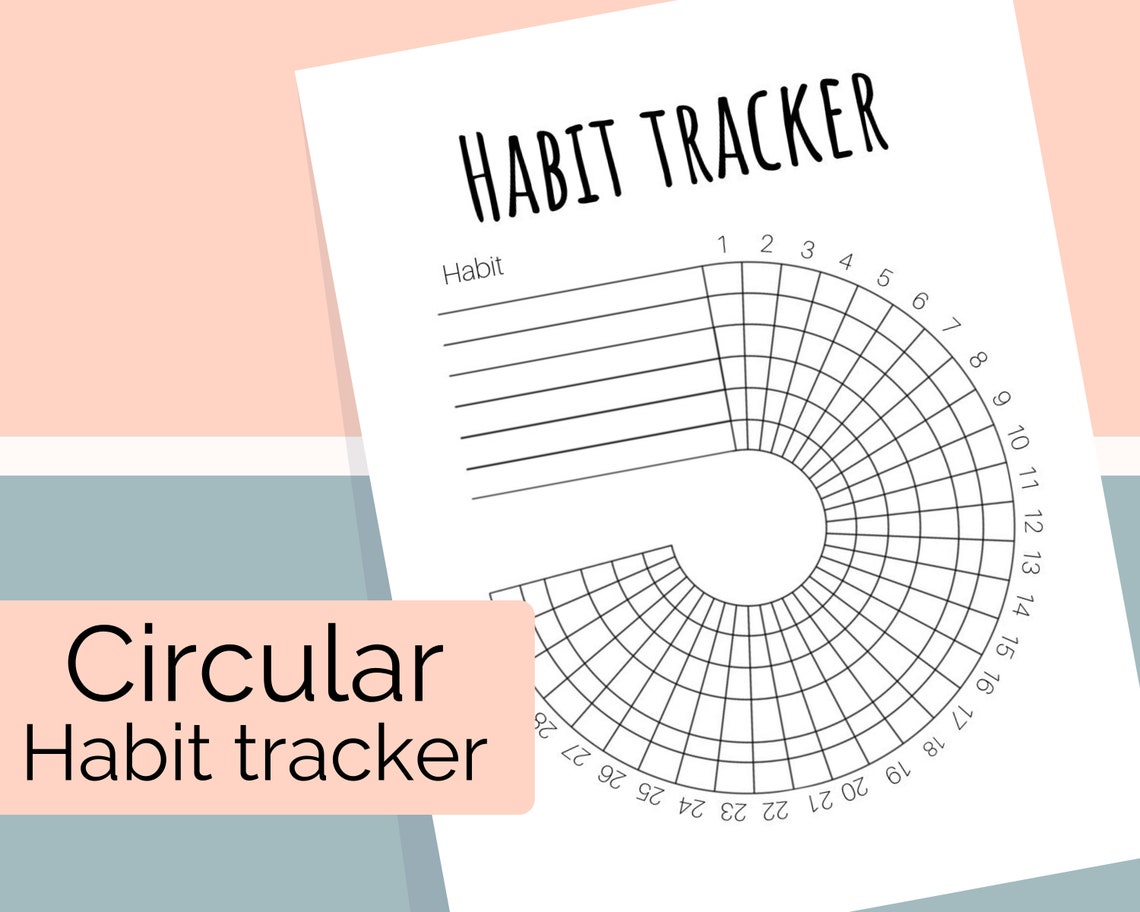 Circular Habit Tracker, Round Monthly Habit Log, Printable Self