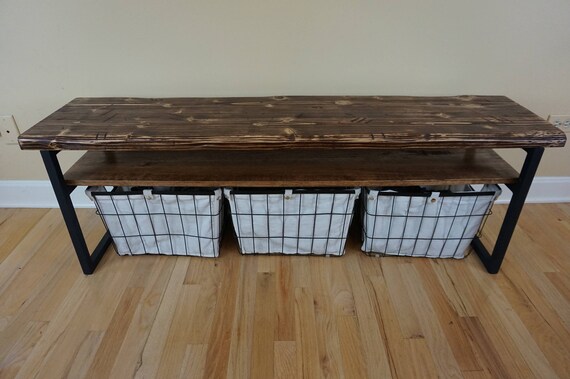 Rustic Entryway Bench With Shelf Etsy