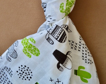 Muslin Swaddle Coperta Cactus 100% cotone - 39" coperta bambino quadrato, regalo bambino per ragazzo, ragazza, genere neutro, bambino ragazzo regalo, bambino bambino regalo