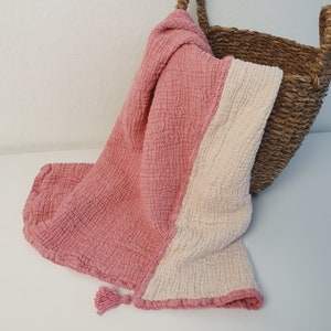 Baby blanket, 100% Cotton Muslin Baby Blanket, Reversible Muslin Blanket, 4 Layers Turkish Cotton, Baby Gift, Baby Shower Gift, Pink