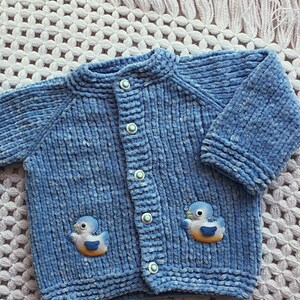 Baby Blue Jacket Baby Boy Outfit Toddler Cardigan Knitted Sweater Newborn Pullover Crochet Baby Wear Knitted Baby Clothes Baby Shower Gift