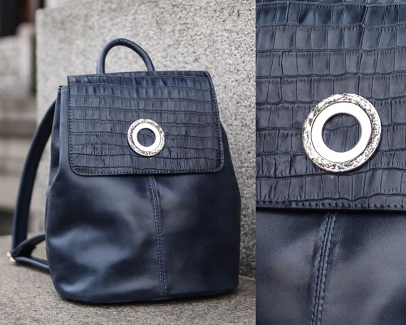 small black leather backpack purse