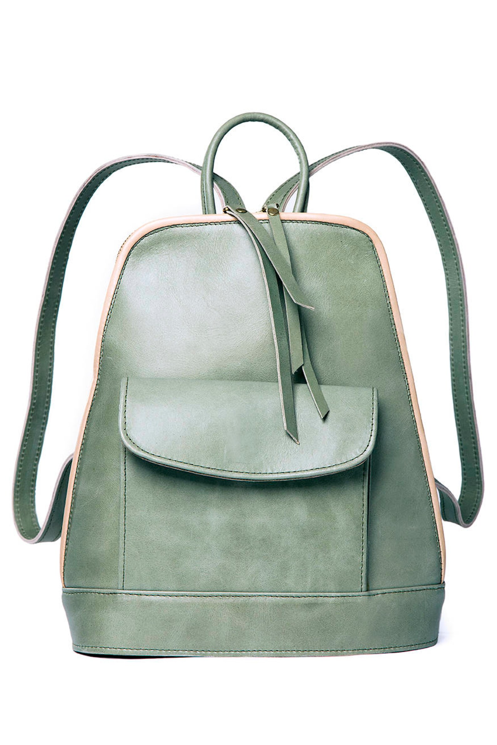 Small Green Backpack Small Leather Backpack Green Backpack Etsy