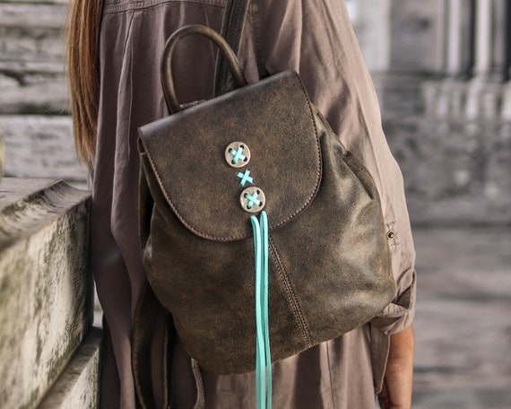 leather small backpack purses