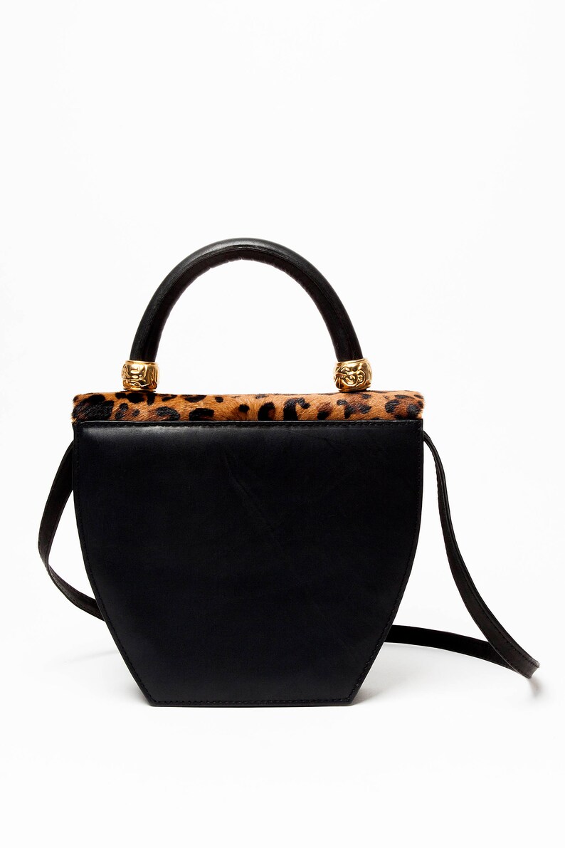 Sturdy Leather Bag Leopard Small Leather Handbag Mini Etsy