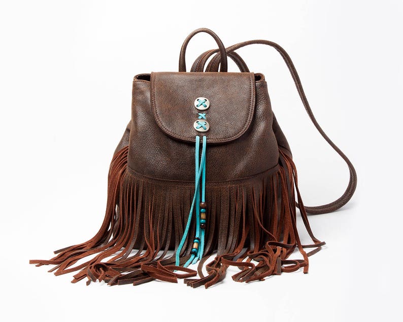 Festival Backpack With Fringes Fringe Leather Bag Boho Etsy