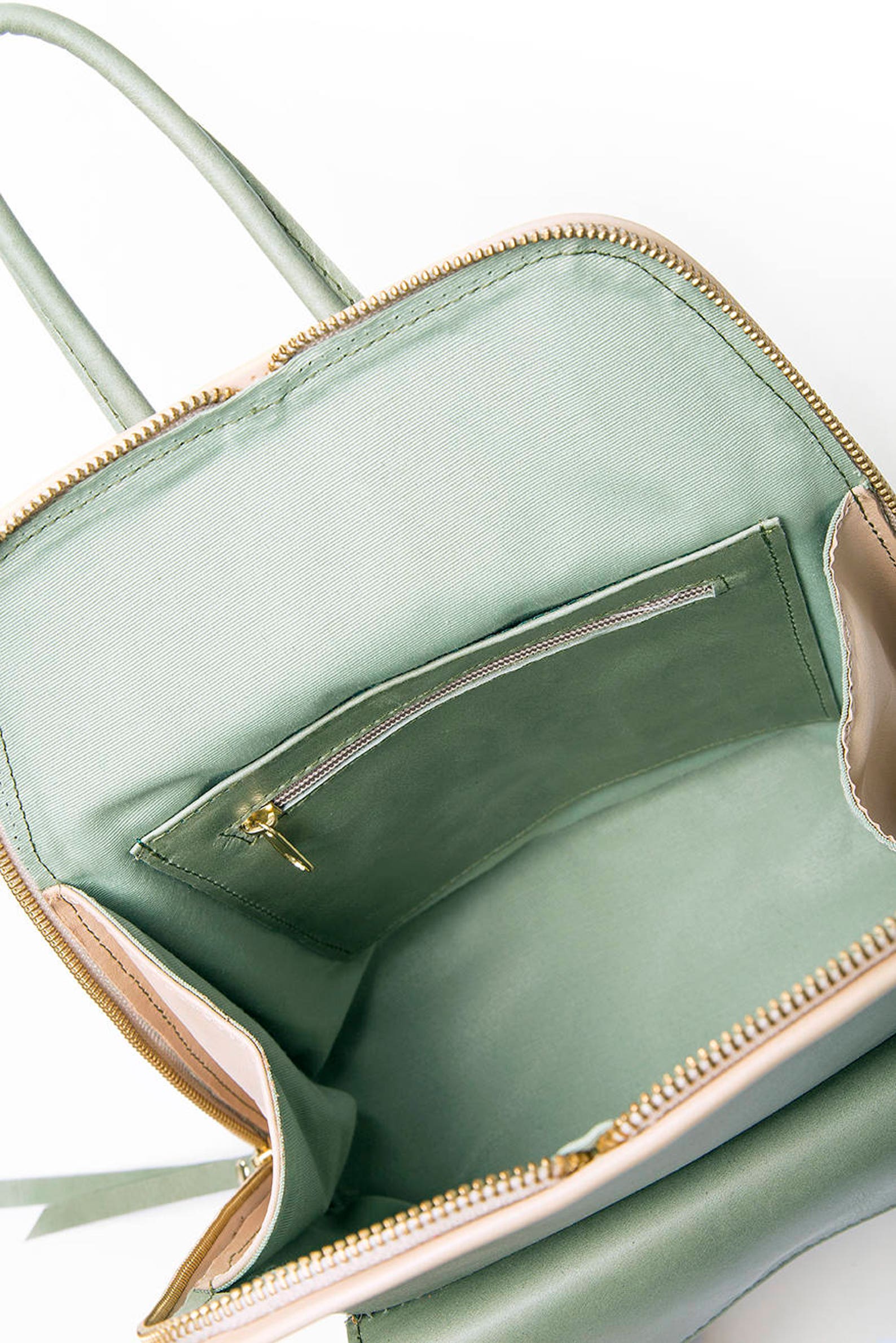 Small Green Backpack Small Leather Backpack Green Backpack Etsy