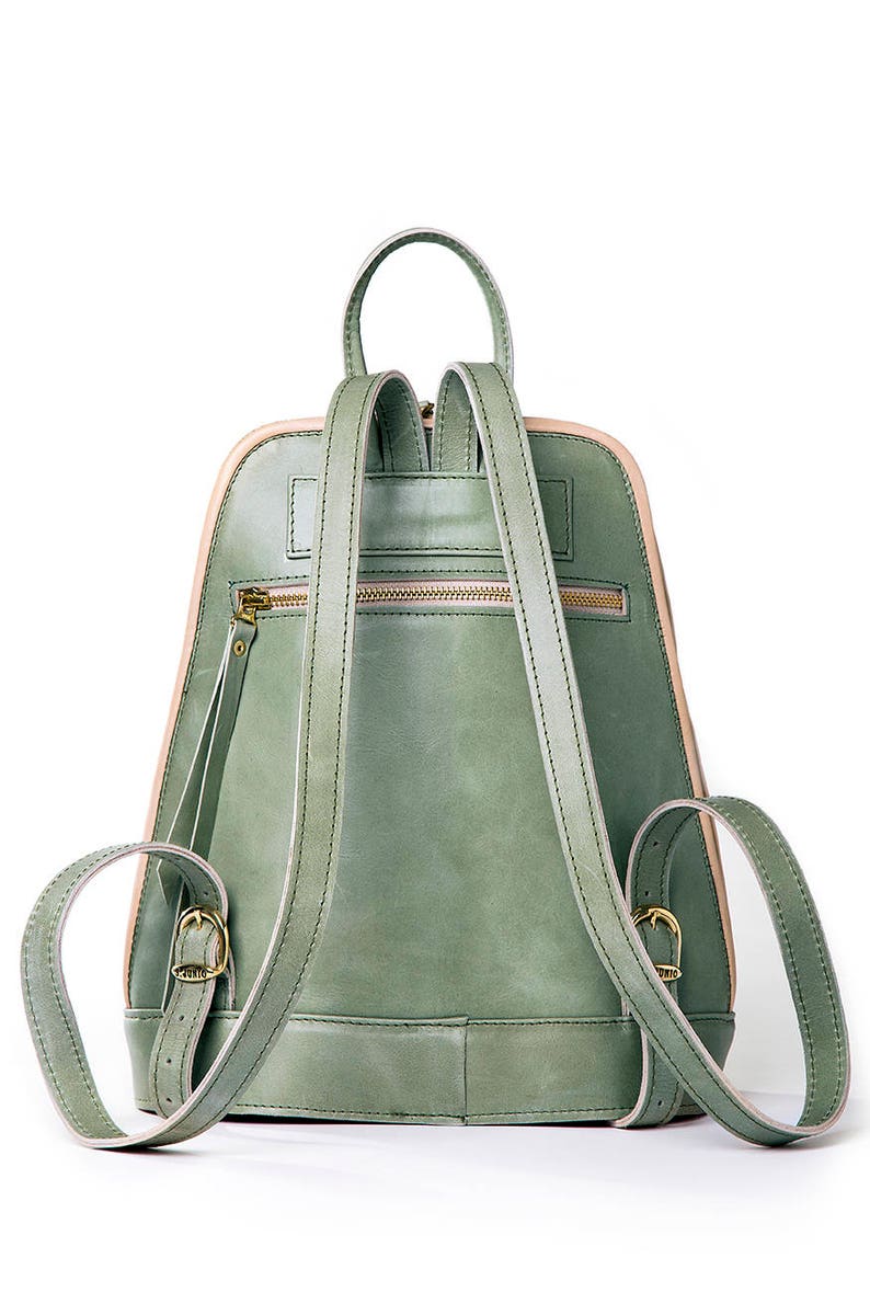 Small Green Backpack Small Leather Backpack Green Backpack Etsy