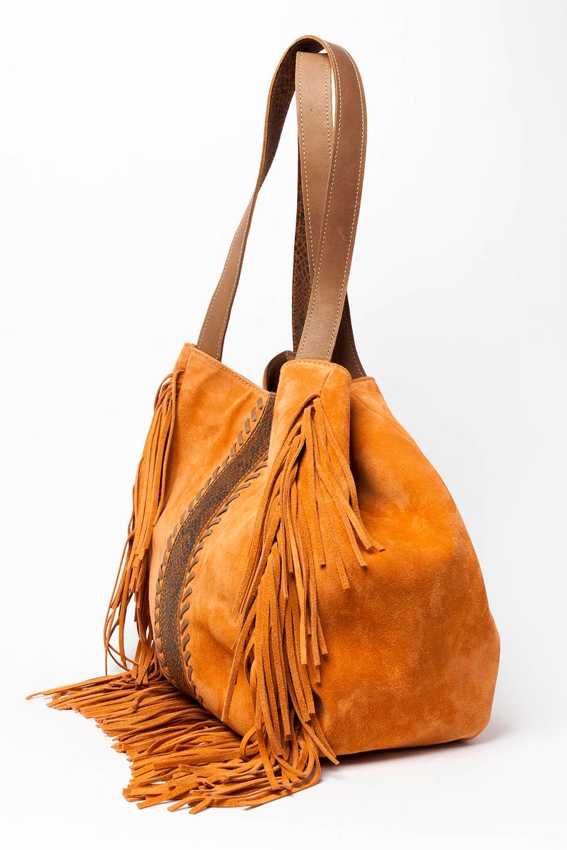 Suede Fringe Bag Large Suede Purse Hobo Suede Bag Large Etsy