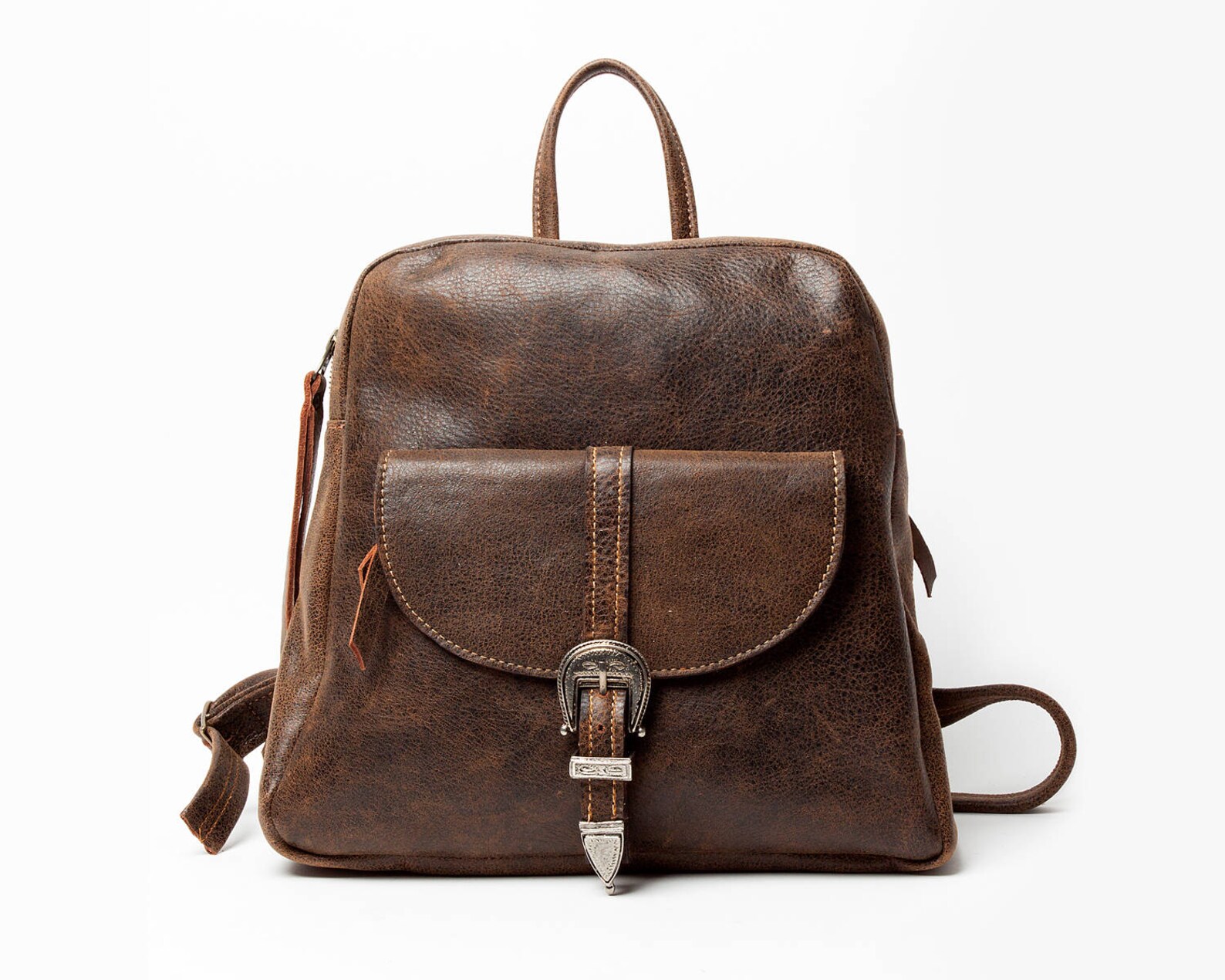 Fringes Leather Backpack Women Leather Bag Small Brown Etsy