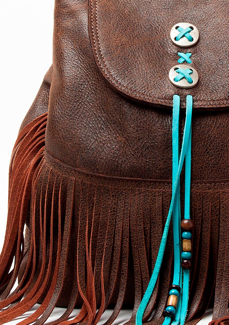 Festival Backpack With Fringes Fringe Leather Bag Boho Etsy