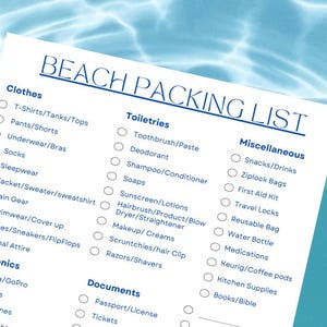 Beach Vacation Packing List: Printable PDF Checklist
