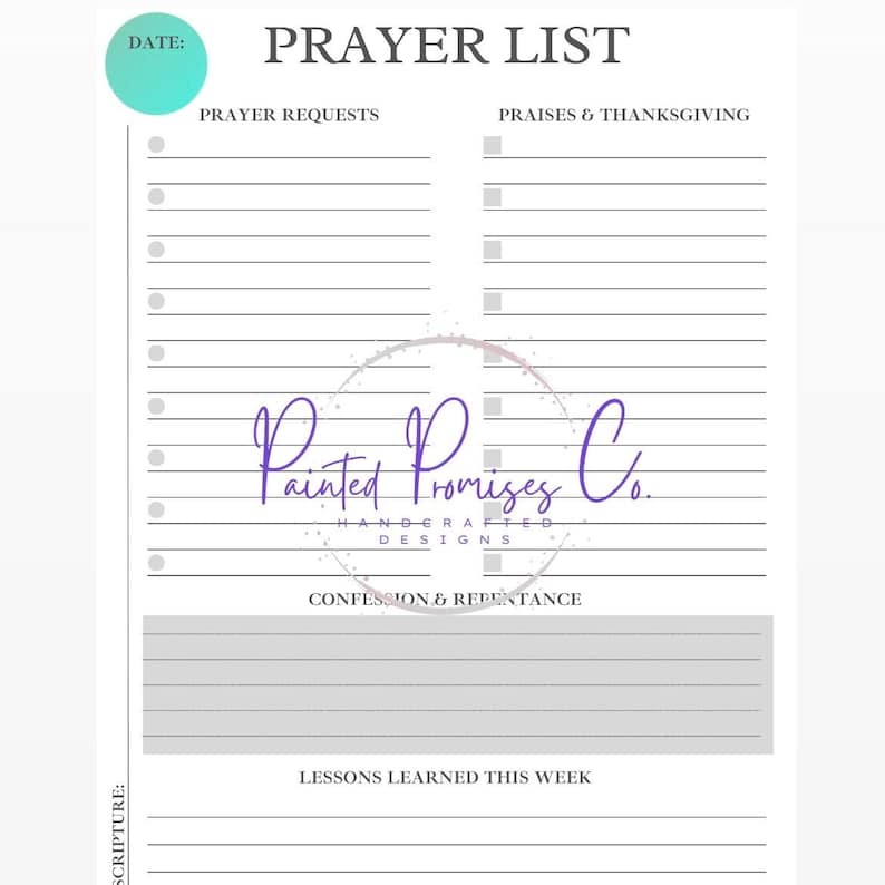 Prayer Chart.pdf Daily Prayer List Sheet Set of 5 Color-coded Pages (PDF) - Etsy