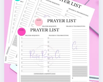 Daily Prayer List Sheet Set of 5 Color-Coded Pages (PDF)