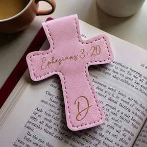 Personalized Cross Leather Magnetic Bookmark, Custom Engraved Reader Gift