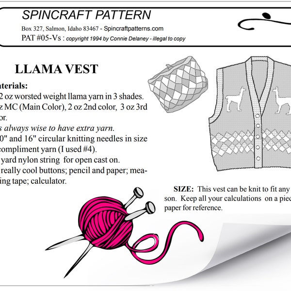 Llama Vest & Chapeaux Knitting Pattern for Handspun Yarn