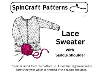 Lace Sweater w/saddle Shoulder Knitting Pattern