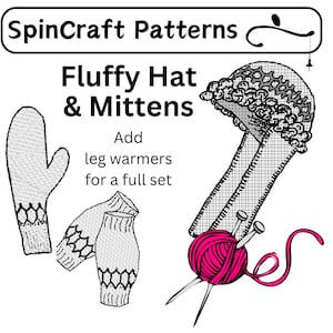 Fluffy Hat, Mittens and Leg Warmers Knitting Pattern