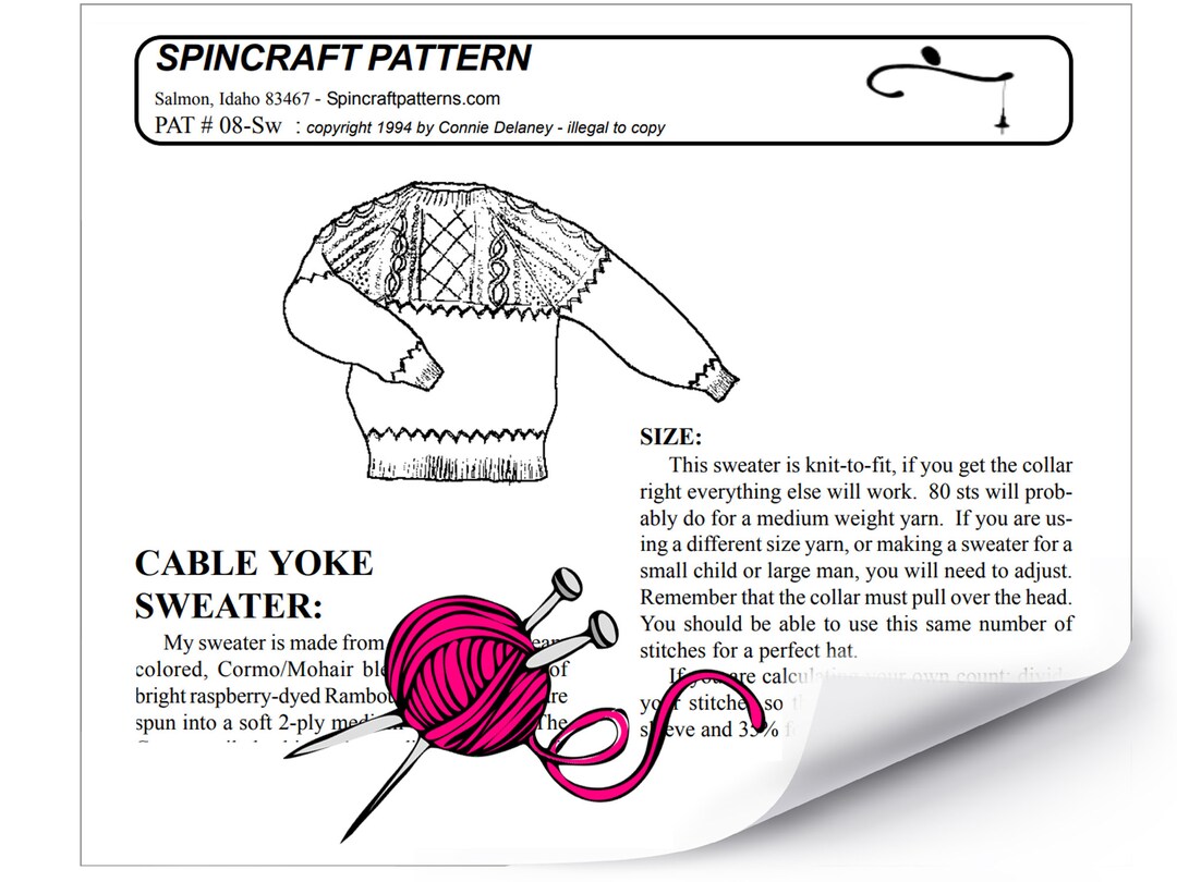 Cable Yoke Sweater Knitting Pattern Etsy