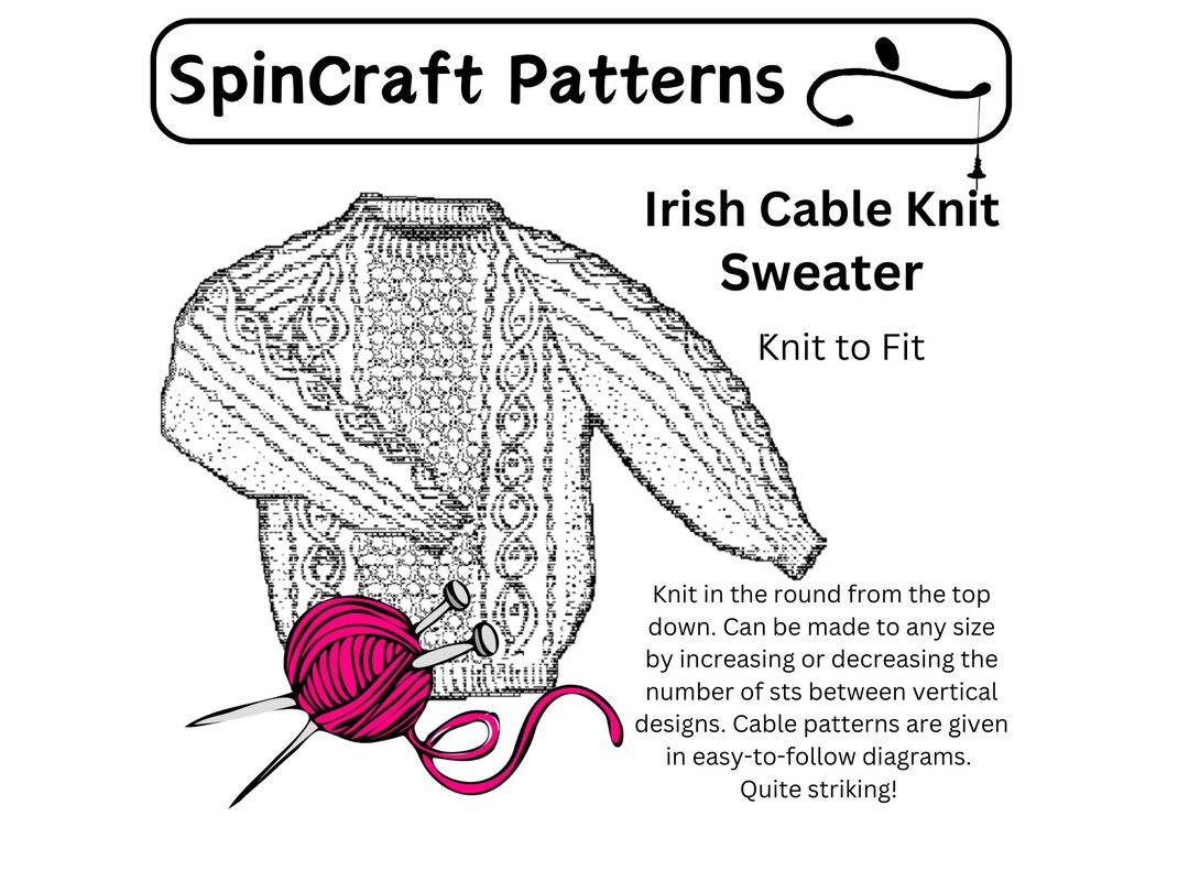 Irish Cable Knit Sweater Knitting Pattern for Handspun Yarn - Etsy