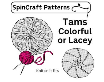 Tam Handspun Knitting Pattern: Lace & Cathedral Window Tams