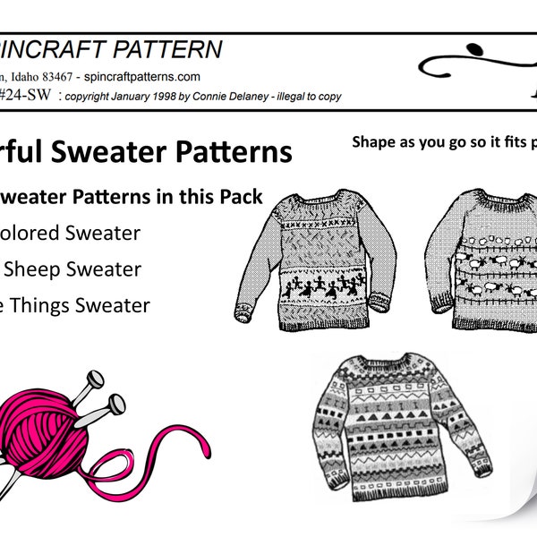 Colorful Sweater Patterns Knit with Handspun Yarn