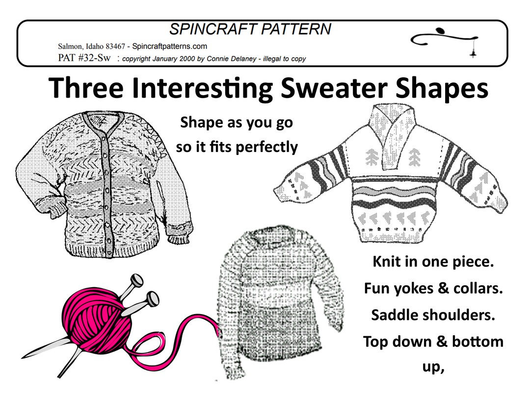 Sweater Shapes Handspun Knitting Patterns Etsy