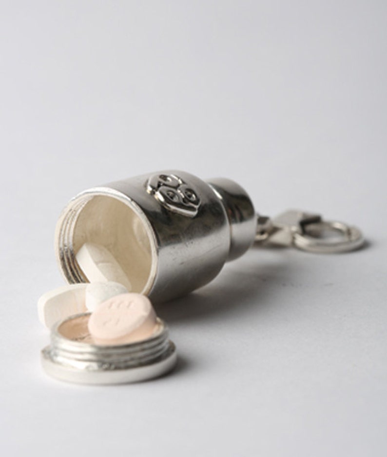everyday carry gifts = /'pillvial/' handcuffs pendant pill case mini edc stash necklace burning man jewelry small pill box