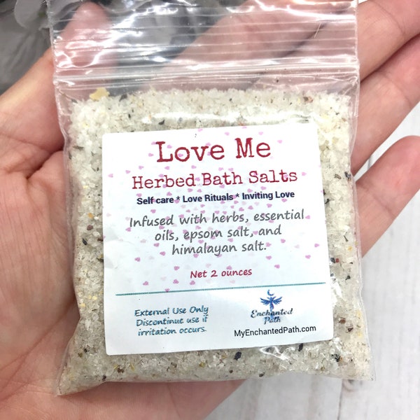 Love Me Bath Salts | Love Spell Bath | Love Drawing | Self Care Bath Salts | Individual 2 Ounce packets