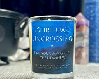Spiritual Uncrossing Intention Votive Candle, 3 ounce glass filled