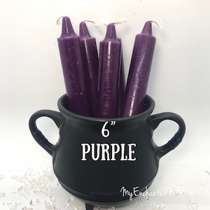 Purple Ritual Spell Candles, 6 inches by 3/4 inch, Larger than Chime Candles
