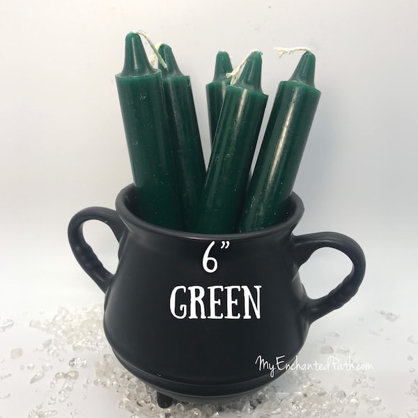 Spell Candles, 6 inches, Larger than Chime Candles, Green Candle