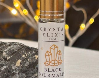 Black Tourmaline Crystal Infused Elixir- 10ml Palo Santo and Sandalwood