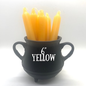 Yellow Ritual Spell Candles, 6 inches by 3/4 inch, Larger than Chime Candles
