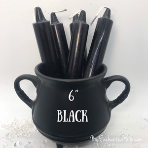 Black Ritual Spell Candles, 6 inches by 3/4 inch, Larger than Chime Candles