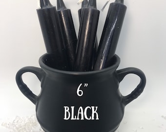 Black Ritual Spell Candles, 6 inches by 3/4 inch, Larger than Chime Candles