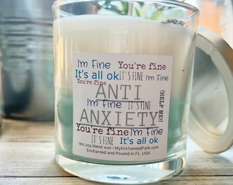 Anti-Anxiety Crystal Candle: Aromatherapy Soy Blend with Petrified Wood