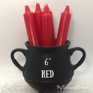 Red Ritual Spell Candles, 6 inches by 3/4 inch, Larger than Chime Candles