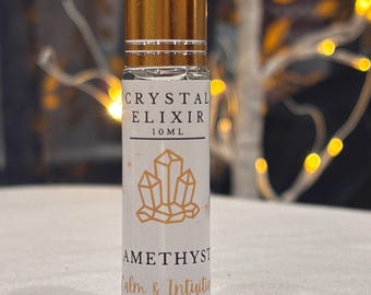 Amethyst Crystal Elixir, Calm and Intuitive, Aromatherapy Roll On 10ml