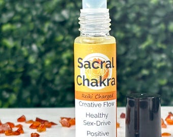 Reiki Charged Sacral Chakra Crystal Elixir, 10ml individual bottle