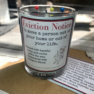 Eviction Notice Fixed Spell Candle | To remove someone from your home or life | Cord Cutting | 3 Ounce Votive Candle with Instructions