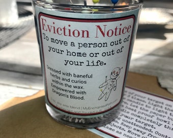 Eviction Notice Fixed Spell Candle | To remove someone from your home or life | Cord Cutting | 3 Ounce Votive Candle with Instructions