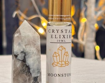 Moonstone Crystal Elixir, Divine Feminine, Aromatherapy Roll on 10ml