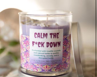 Calm the F*ck Down Candle, Novelty Aromatherapy Gift