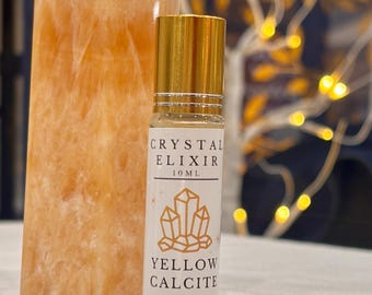 Yellow Calcite Crystal Elixir, Joy and Confidence, Aromatherapy Roll On 10ml
