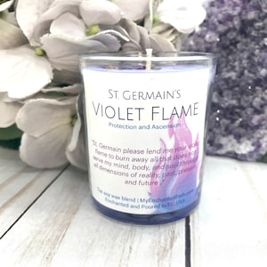 St. Germain’s Violet Flame Candle | Protection and Empowerment | Crystal Candle | 3 Ounce Votive
